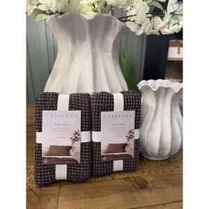 SET OF 2- King Textured Waffle Pillow Shams Dark Fig - Casaluna NEW